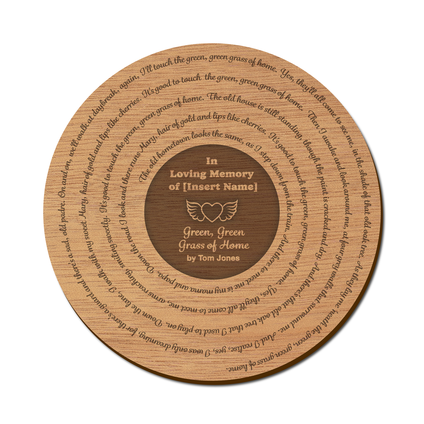 Your Song Memorial Plaque with Personalised Name & Lyrics OAK