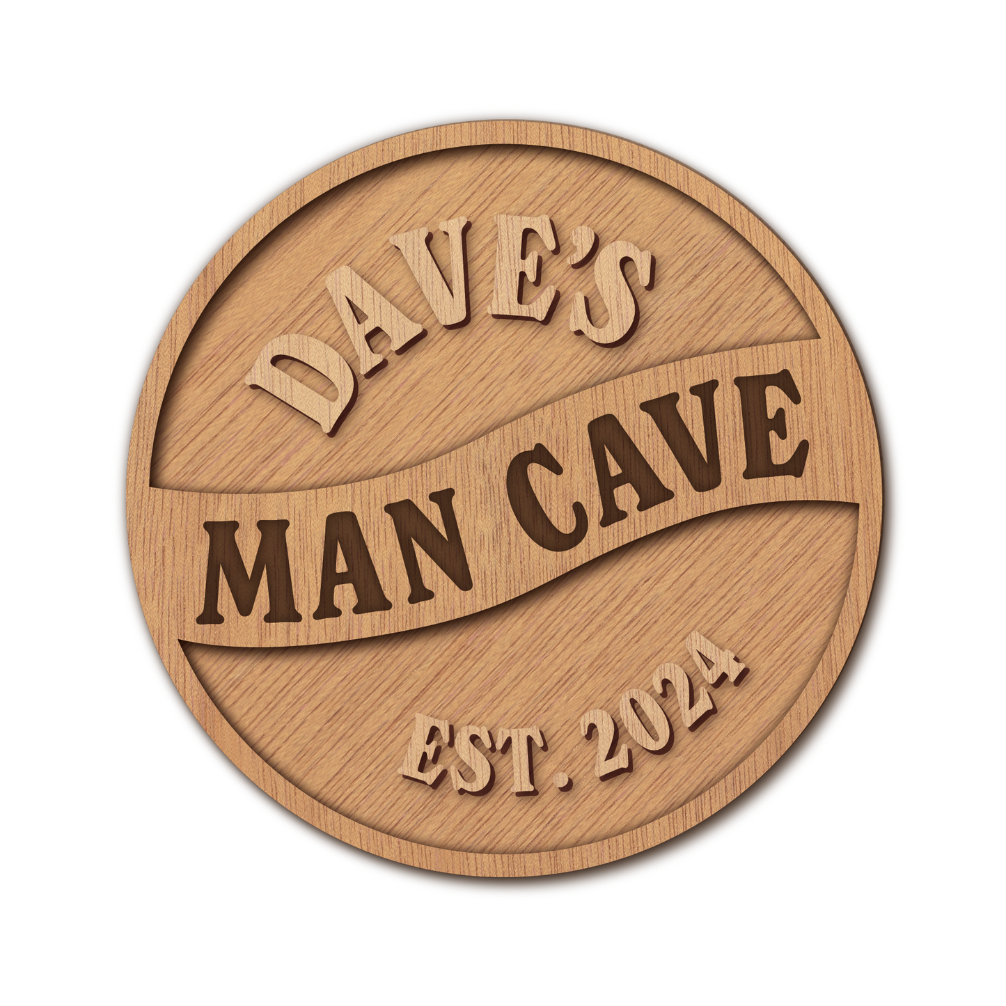 Wooden Man Cave Sign (OAK) Personalised