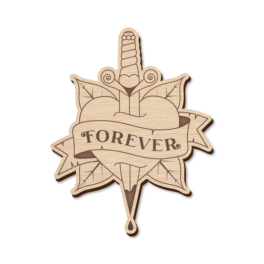 Dagger Heart 'Forever' Wall Plaque (NATURAL)