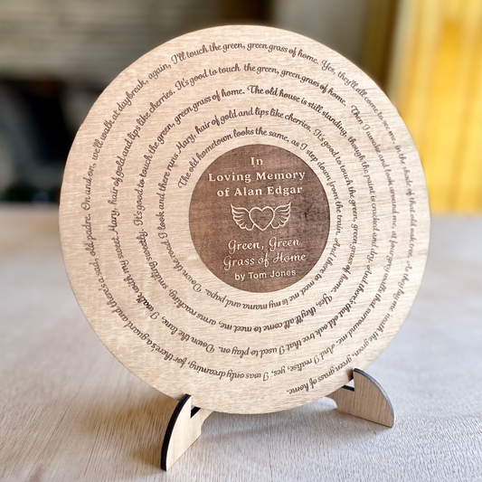 Your Song Memorial Plaque with Personalised Name & Lyrics NATURAL