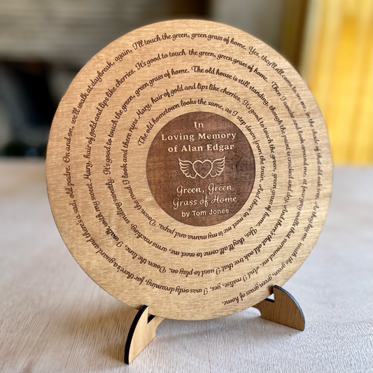 Your Song Memorial Plaque with Personalised Name & Lyrics OAK