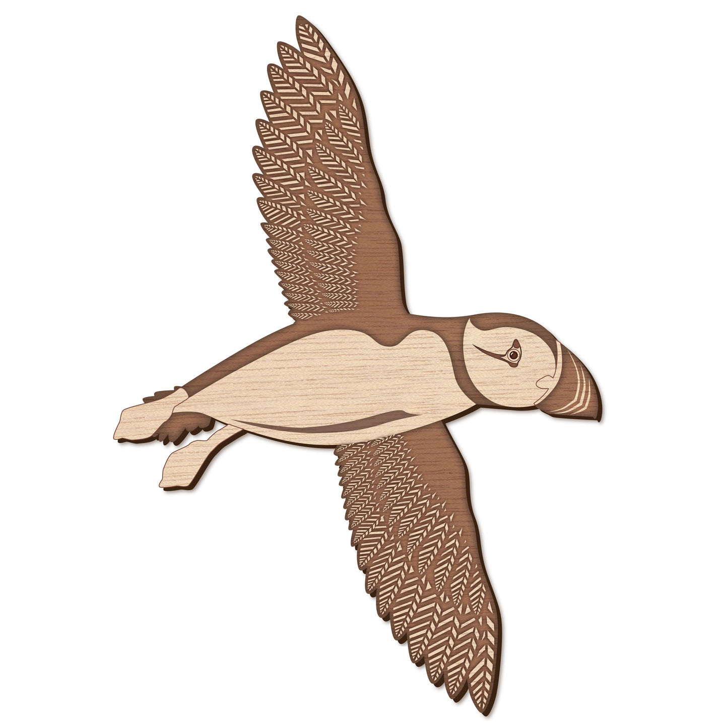 Flying Puffin Wall Plaque No 2 (NATURAL)